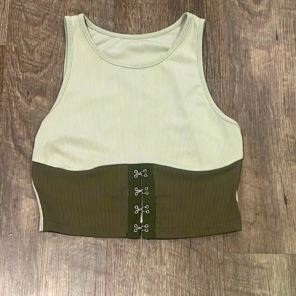 Green Small Corset Style Cropped Tank Top